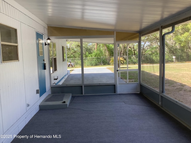 view of unfurnished sunroom