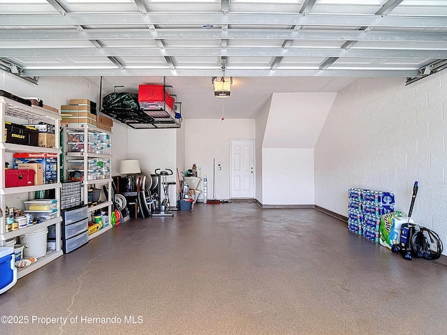 garage with a garage door opener