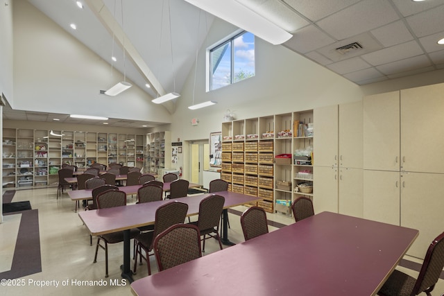 11250 Hollander Ave, Hudson, FL 34667 - dining area featuring visible vents, recessed lighting, and a towering ceiling