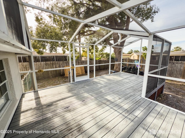 deck featuring a fenced backyard