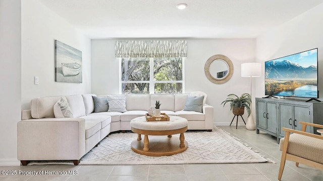 view of tiled living room