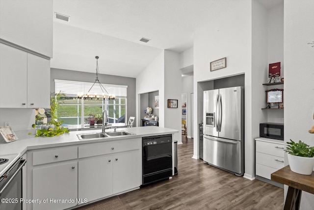 262 W Romany Loop, Beverly Hills, FL 34465 - kitchen featuring dark wood-type flooring, a sink, white cabinetry, and black appliances