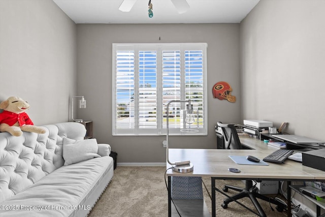 262 W Romany Loop, Beverly Hills, FL 34465 - office space featuring baseboards, a ceiling fan, carpet flooring, and a healthy amount of sunlight