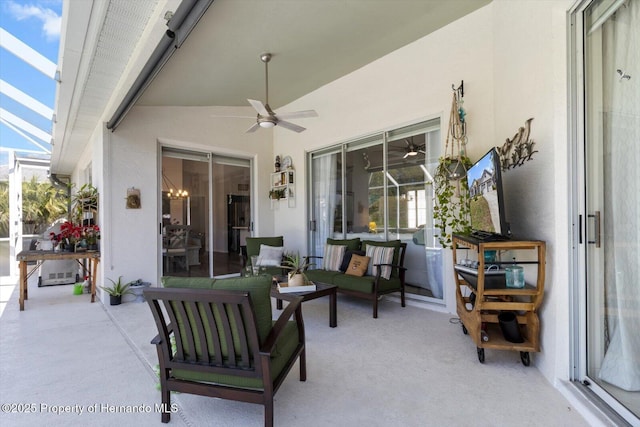 262 W Romany Loop, Beverly Hills, FL 34465 - view of patio / terrace featuring an outdoor living space and a ceiling fan
