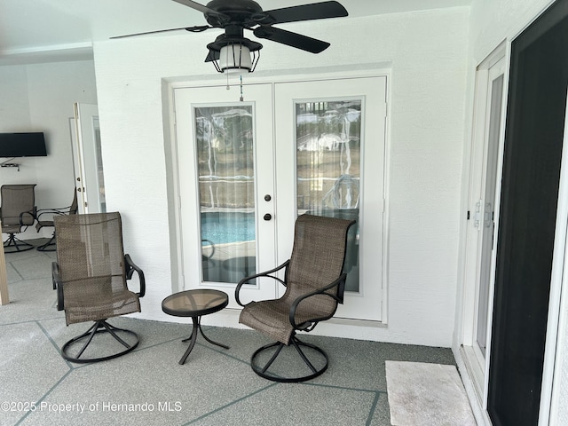 10519 Audie Brook Dr, Spring Hill, FL 34608 - view of patio with french doors and a ceiling fan