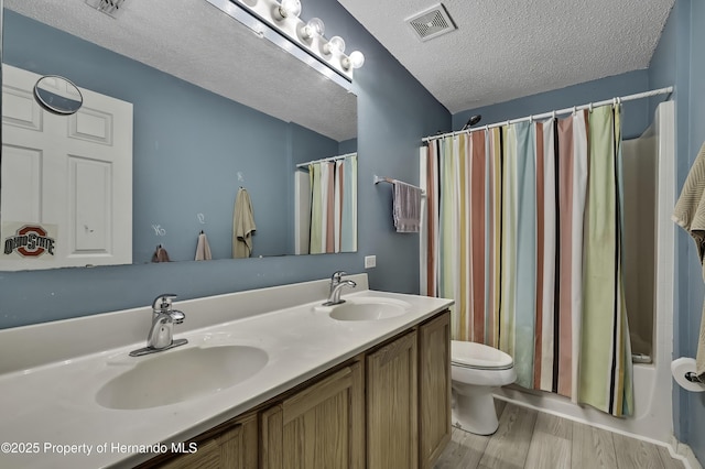 11257 Persimmon Ave, Weeki Wachee, FL 34614 - full bath with toilet, a textured ceiling, a sink, and visible vents