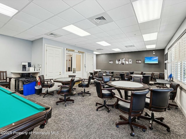 18441 Whitacre Cir, Hudson, FL 34667 - home office featuring carpet flooring, a paneled ceiling, and visible vents