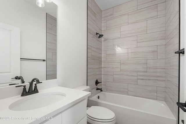 14042 Amero Ln, Spring Hill, FL 34609 - bathroom featuring toilet, vanity, and shower / bathing tub combination