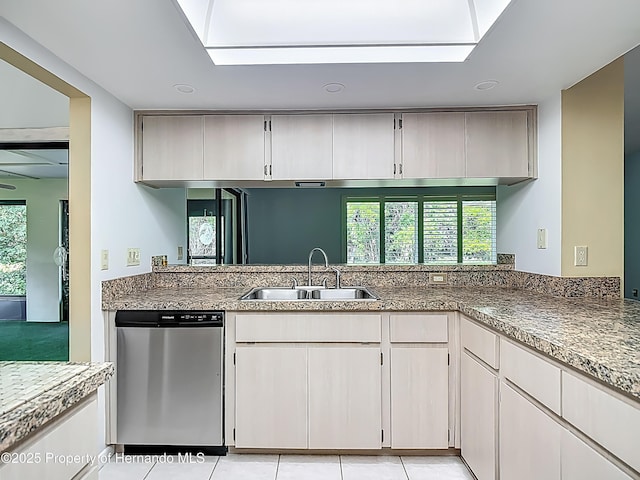 kitchen with stainless steel dishwasher and a sink