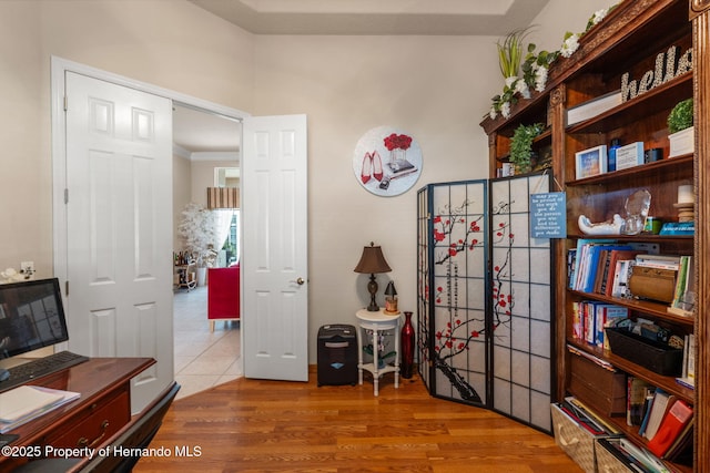 interior space featuring wood finished floors