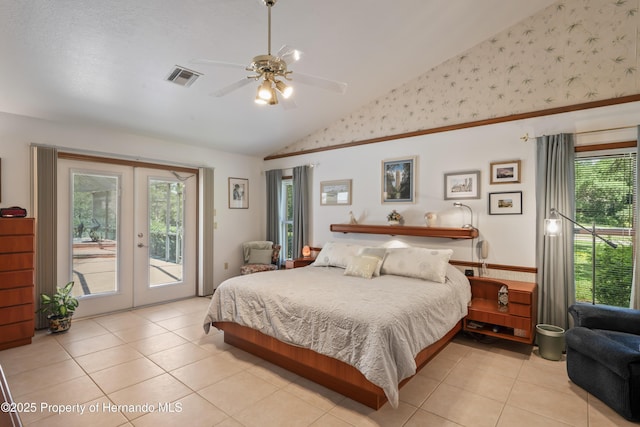7353 Dogwood, Spring Hill, FL 34607 - bedroom featuring light tile patterned floors, french doors, visible vents, and access to exterior