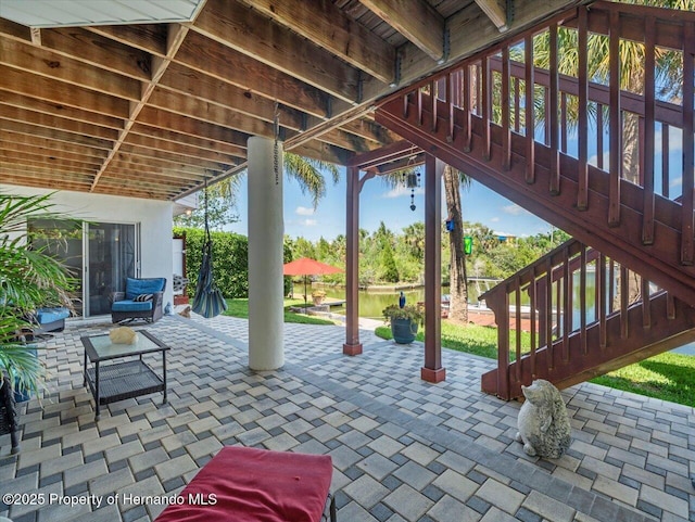 view of patio / terrace with stairway