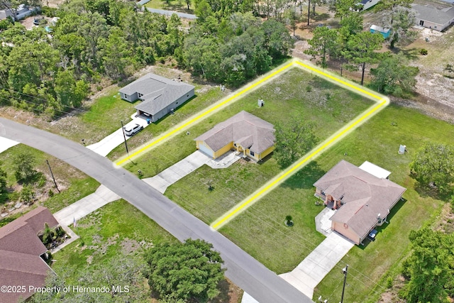 12271 House Finch Rd, Weeki Wachee, FL 34614 - aerial view of residential area with property parcel outlined
