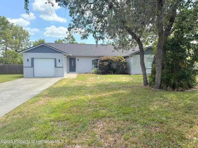 11080 Jackdaw Rd, Weeki Wachee, FL 34613 - ranch-style home with stucco siding, a garage, and driveway