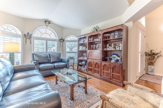 11750 Teapot Ct, Spring Hill, FL 34609 - living room featuring light wood-style flooring and vaulted ceiling