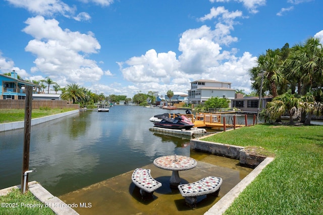 water view with a dock