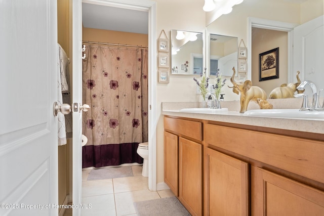 396 Winthrop Dr, Spring Hill, FL 34609 - bathroom featuring tile patterned flooring, vanity, toilet, and curtained shower