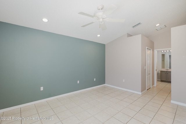 284 Quane Ave, Spring Hill, FL 34609 - unfurnished room featuring ceiling fan, recessed lighting, baseboards, and light tile patterned floors
