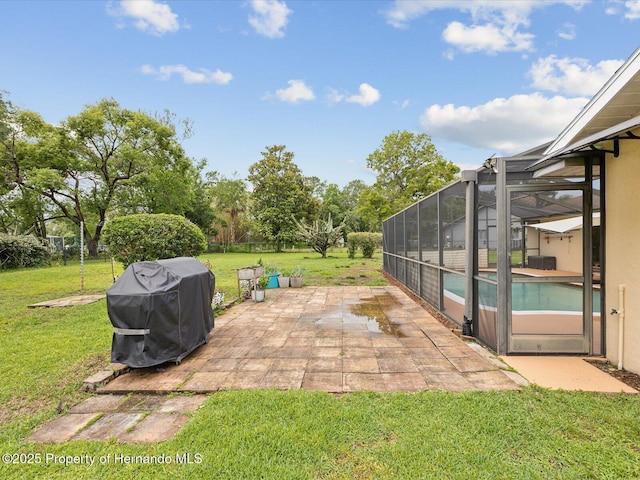 8393 Delaware Dr, Weeki Wachee, FL 34607 - view of patio / terrace featuring an outdoor pool, grilling area, and a lanai
