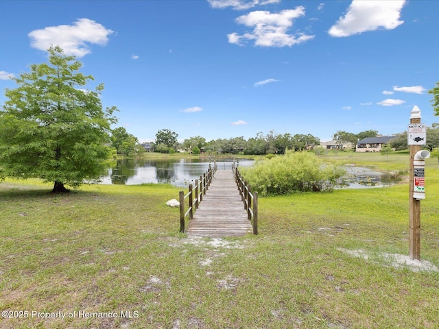 8393 Delaware Dr, Weeki Wachee, FL 34607 - dock with a water view and a lawn