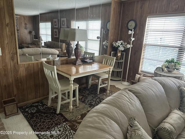 2351 Palm Springs Ct, Spring Hill, FL 34606 - dining room featuring wood walls, a textured ceiling, and baseboards