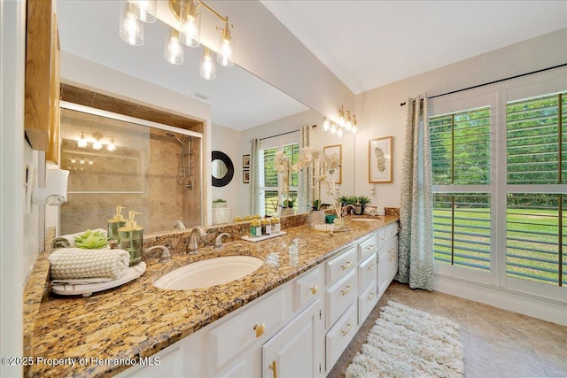 21000 Exeter Ct, Brooksville, FL 34601 - full bath with double vanity and a shower stall