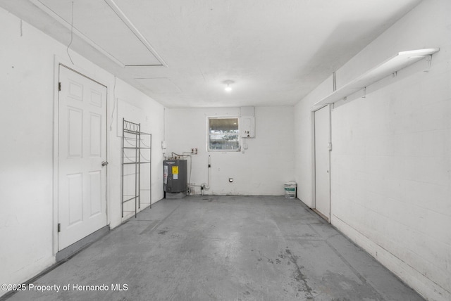 basement featuring water heater