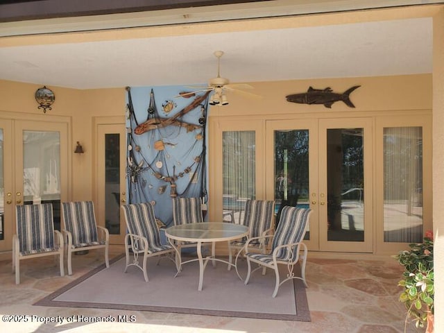 10430 Ramble Ridge Ct, Weeki Wachee, FL 34613 - view of patio featuring french doors and a ceiling fan