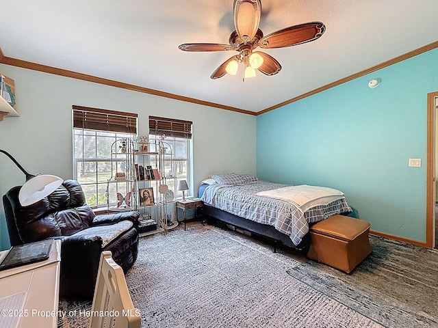 16173 Wiscon Rd, Brooksville, FL 34601 - carpeted bedroom featuring crown molding and ceiling fan