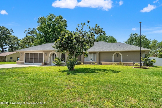 12371 Glen Haven St, Spring Hill, FL 34609 - ranch-style house featuring driveway, a garage, and stucco siding