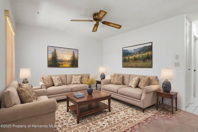 10820 Hachita Dr, Port Richey, FL 34668 - tiled living area with ceiling fan