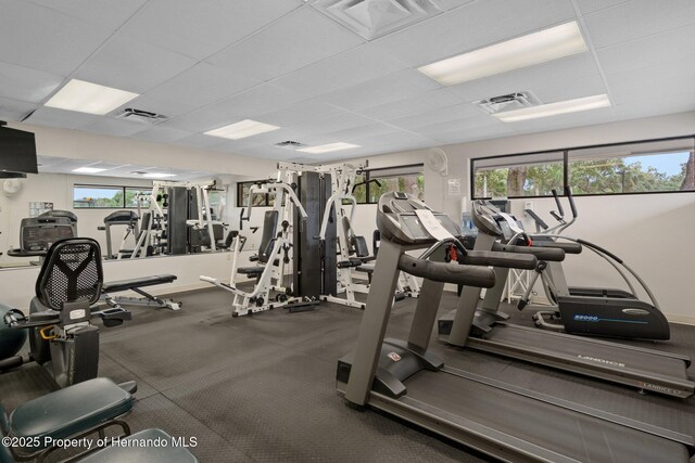 10820 Hachita Dr, Port Richey, FL 34668 - workout area with a drop ceiling
