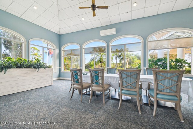 2183 Westchester Blvd, Spring Hill, FL 34606 - sunroom / solarium featuring carpet flooring, a wall mounted air conditioner, baseboards, and recessed lighting