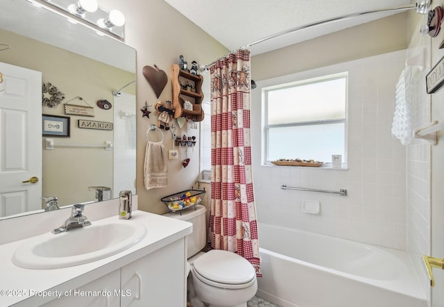 11752 Wheatfield Loop, Hudson, FL 34667 - full bathroom featuring toilet, vanity, and shower / bath combination with curtain