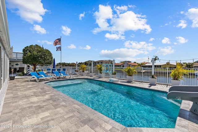 4387 6th Isle Dr, Hernando Beach, FL 34607 - view of pool with a water slide and a patio area