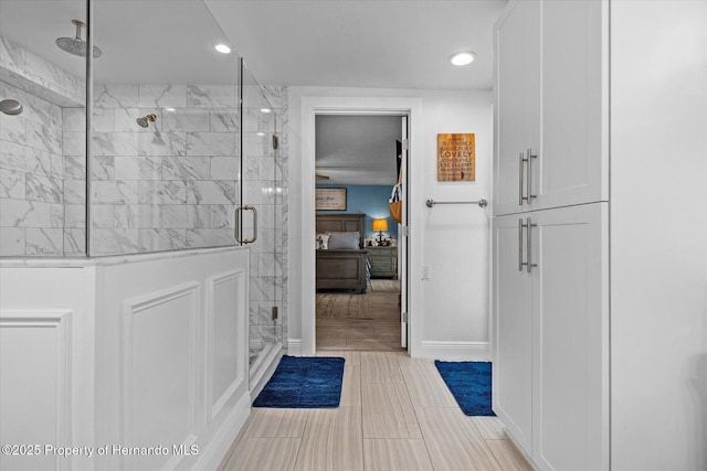 4387 6th Isle Dr, Hernando Beach, FL 34607 - full bath with a shower stall, recessed lighting, and ensuite bath