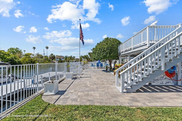 4387 6th Isle Dr, Hernando Beach, FL 34607 - view of patio / terrace featuring stairway