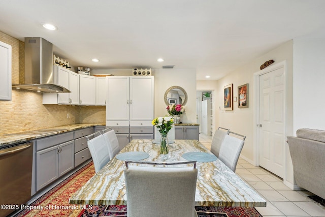18633 Oak Way Dr, Hudson, FL 34667 - dining area featuring light tile patterned floors and recessed lighting