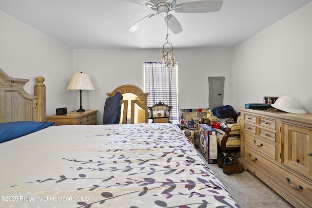 16040 Platinum Dr, Spring Hill Pasco, FL 34610 - carpeted bedroom featuring electric panel and a ceiling fan