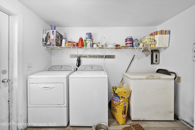 16040 Platinum Dr, Spring Hill Pasco, FL 34610 - laundry room with washer and clothes dryer and wood finished floors