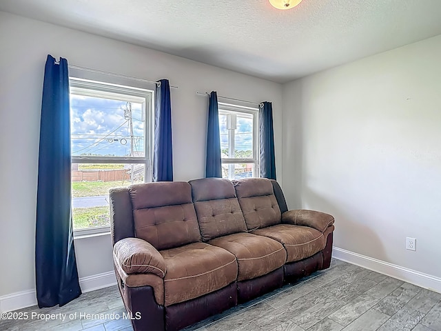 277 Hampshire Ave, Spring Hill, FL 34606 - sitting room featuring light wood-style floors, baseboards, healthy amount of natural light, and a textured ceiling