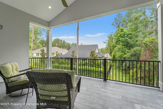 4522 Majestic Hills Loop, Brooksville, FL 34601 - view of patio / terrace with ceiling fan and a residential view