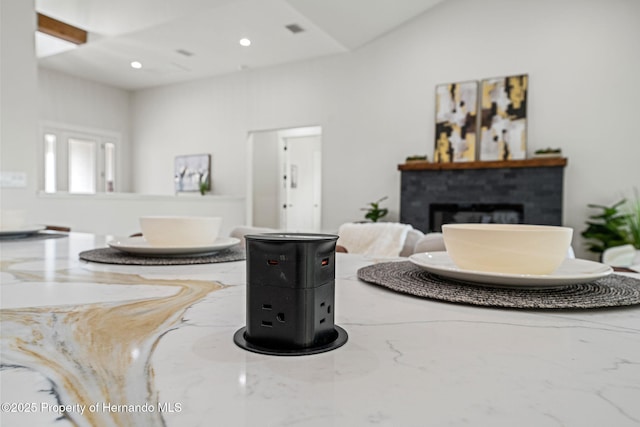 4522 Majestic Hills Loop, Brooksville, FL 34601 - living room with a fireplace and recessed lighting