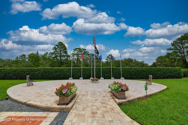 8308 Mobile Cir, Weeki Wachee, FL 34613 - view of community featuring a patio area and a yard