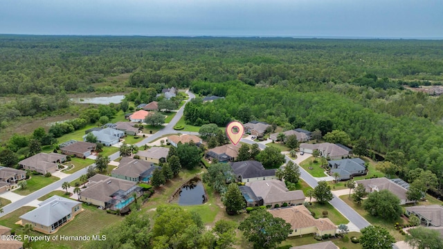 8308 Mobile Cir, Weeki Wachee, FL 34613 - aerial view of property's location featuring a heavily wooded area, a nearby body of water, and nearby suburban area