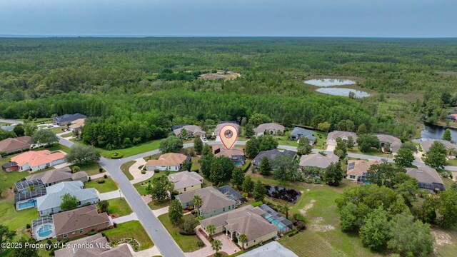 8308 Mobile Cir, Weeki Wachee, FL 34613 - aerial view of property's location featuring a heavily wooded area, a large body of water, and nearby suburban area