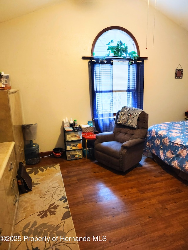 6208 Roble Ave, Spring Hill, FL 34608 - bedroom with wood finished floors, multiple windows, and lofted ceiling