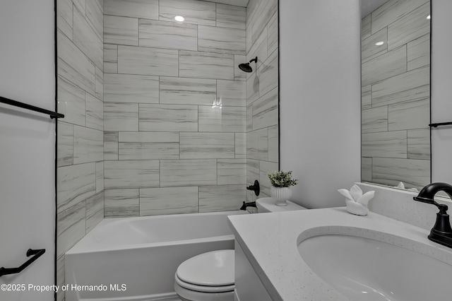 1080 Dunlap Ave, Spring Hill, FL 34609 - bathroom with vanity, toilet, and bathtub / shower combination