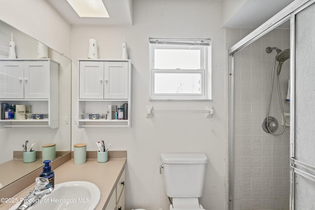 1038 Shenandoah Ln, Spring Hill, FL 34606 - bathroom with toilet, vanity, and a shower stall