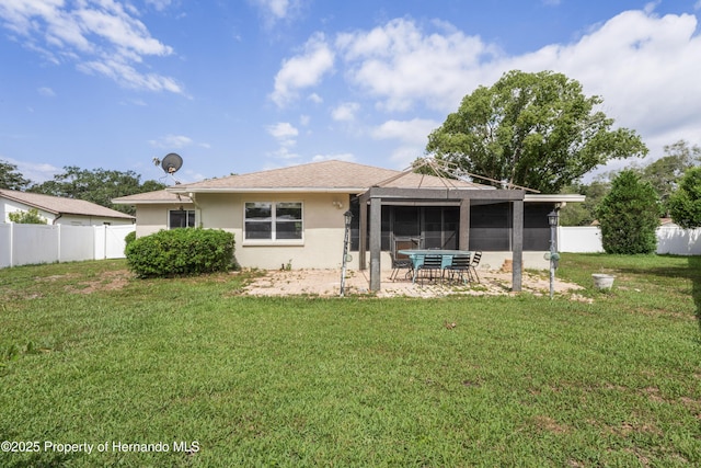 1038 Shenandoah Ln, Spring Hill, FL 34606 - back of house featuring a patio area, stucco siding, and a shingled roof